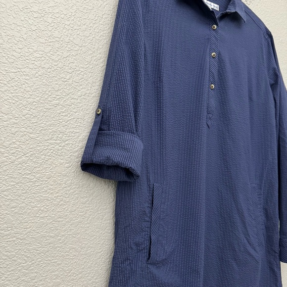Southern Tide Blue Stripe Seersucker Popover Shirt Dress Size Small - Picture 6 of 11